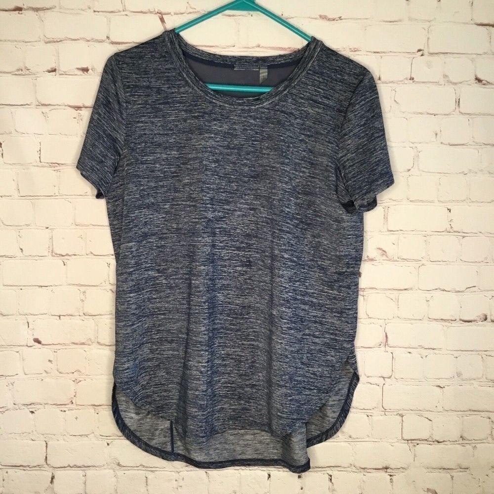Athleta Blue Utopia Side Split Mesh Short Slv Active T-Shirt Top Women S Vietnam